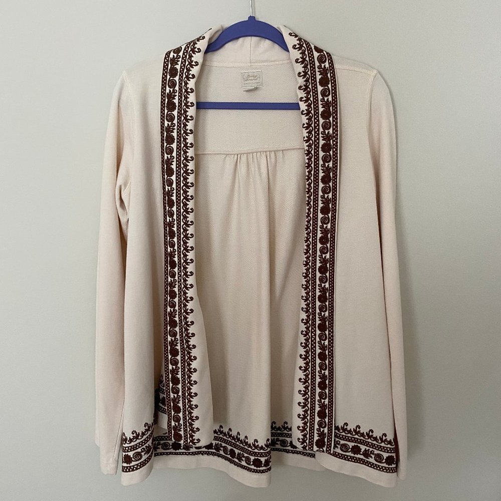 Lucky Brand cream and brown cardigan
